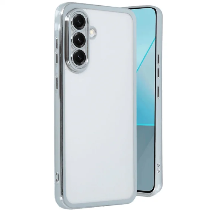 BUĞZ Samsung Galaxy A56 Kılıf Razer Lensli Silikon - Gümüş