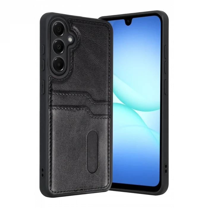 BUĞZ Samsung Galaxy A57 5g Sara Kartvizitli Deri Kılıf - Siyah