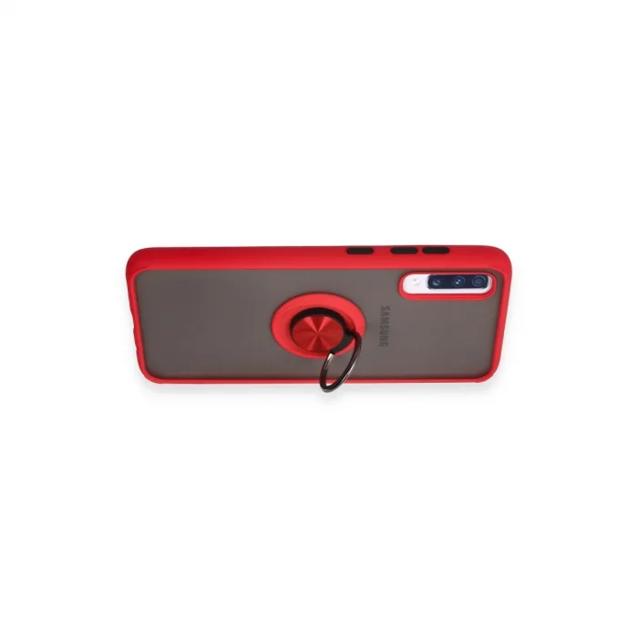 BUĞZ Samsung Galaxy A70 Kılıf Montreal Yüzüklü Silikon Kapak - Kırmızı