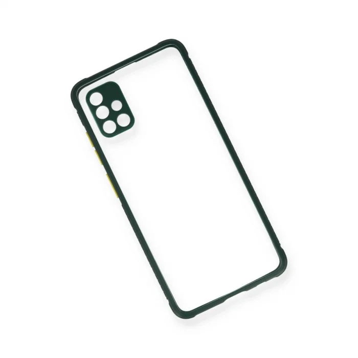 BUĞZ Samsung Galaxy A71 Kılıf Miami Şeffaf Silikon - Koyu Yeşil
