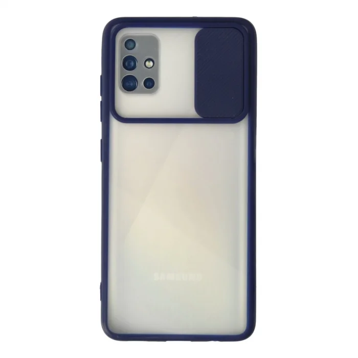 BUĞZ Samsung Galaxy A71 Kılıf Palm Buzlu Kamera Sürgülü Silikon - Lacivert