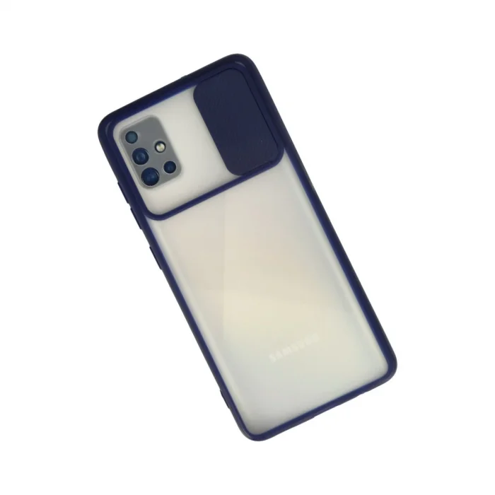 BUĞZ Samsung Galaxy A71 Kılıf Palm Buzlu Kamera Sürgülü Silikon - Lacivert