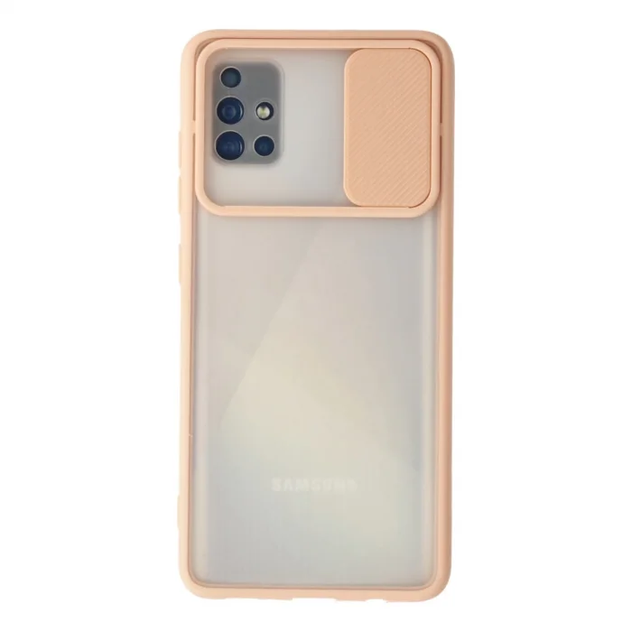 BUĞZ Samsung Galaxy A71 Kılıf Palm Buzlu Kamera Sürgülü Silikon - Pembe