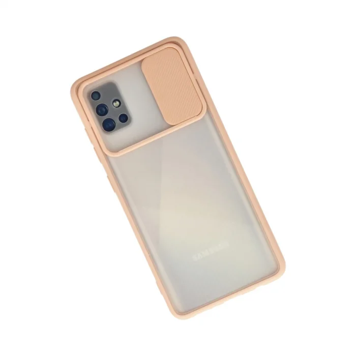 BUĞZ Samsung Galaxy A71 Kılıf Palm Buzlu Kamera Sürgülü Silikon - Pembe