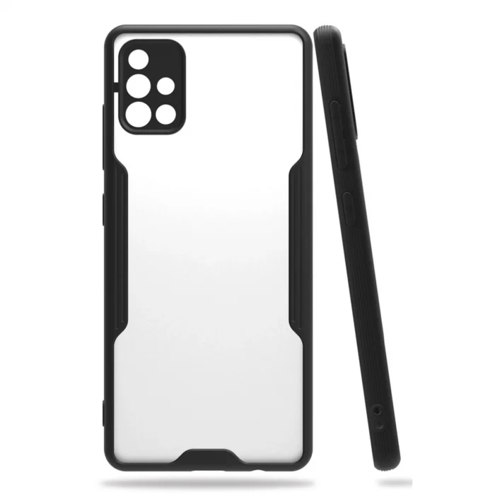 BUĞZ Samsung Galaxy A71 Kılıf Platin Silikon - Siyah