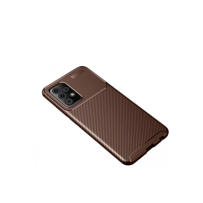 BUĞZ Samsung Galaxy A72 Kılıf Auto Focus Karbon Kapak - Kahverengi