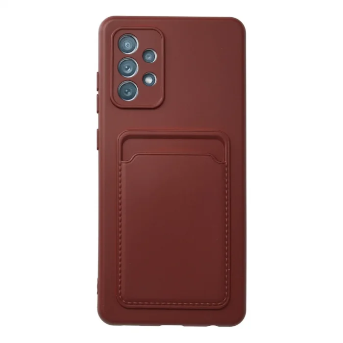 BUĞZ Samsung Galaxy A72 Kılıf Kelvin Kartvizitli Silikon - Bordo