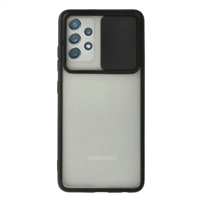 BUĞZ Samsung Galaxy A72 Kılıf Palm Buzlu Kamera Sürgülü Silikon - Siyah