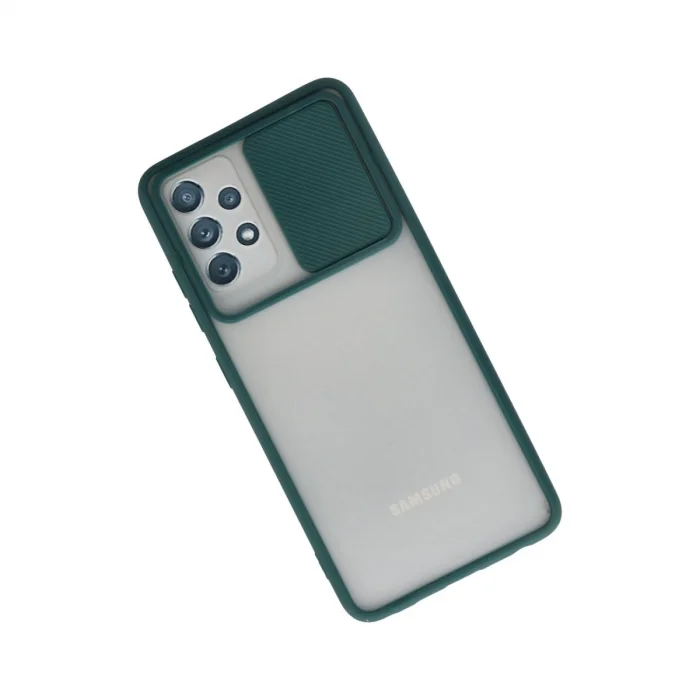 BUĞZ Samsung Galaxy A72 Kılıf Palm Buzlu Kamera Sürgülü Silikon - Yeşil