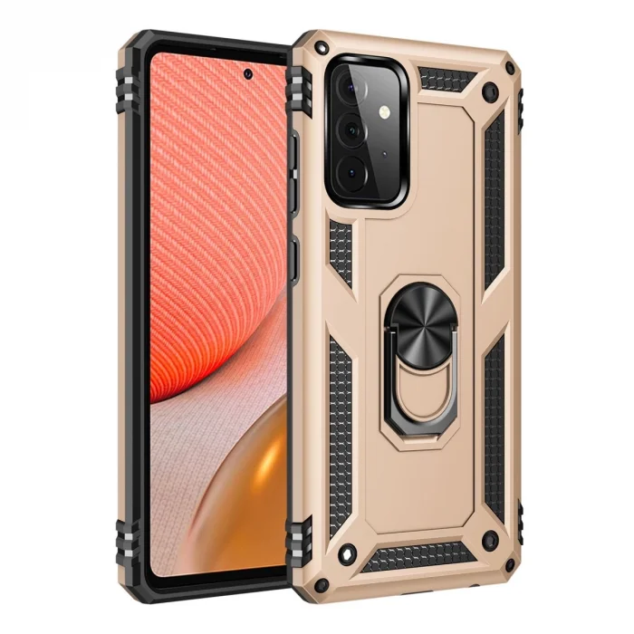 BUĞZ Samsung Galaxy A72 Kılıf Sofya Yüzüklü Silikon Kapak - Gold