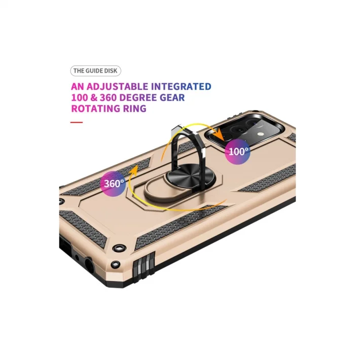 BUĞZ Samsung Galaxy A72 Kılıf Sofya Yüzüklü Silikon Kapak - Gold