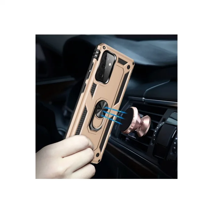 BUĞZ Samsung Galaxy A72 Kılıf Sofya Yüzüklü Silikon Kapak - Gold