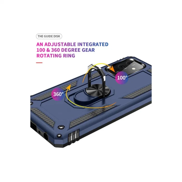 BUĞZ Samsung Galaxy A72 Kılıf Sofya Yüzüklü Silikon Kapak - Lacivert