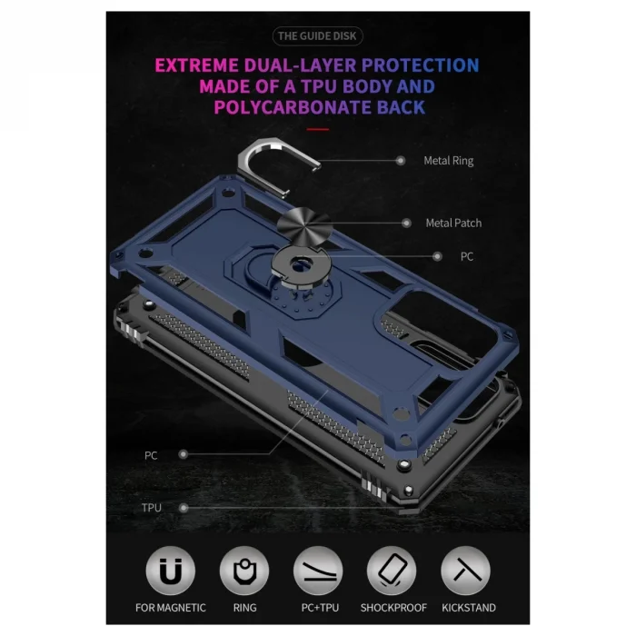 BUĞZ Samsung Galaxy A72 Kılıf Sofya Yüzüklü Silikon Kapak - Lacivert