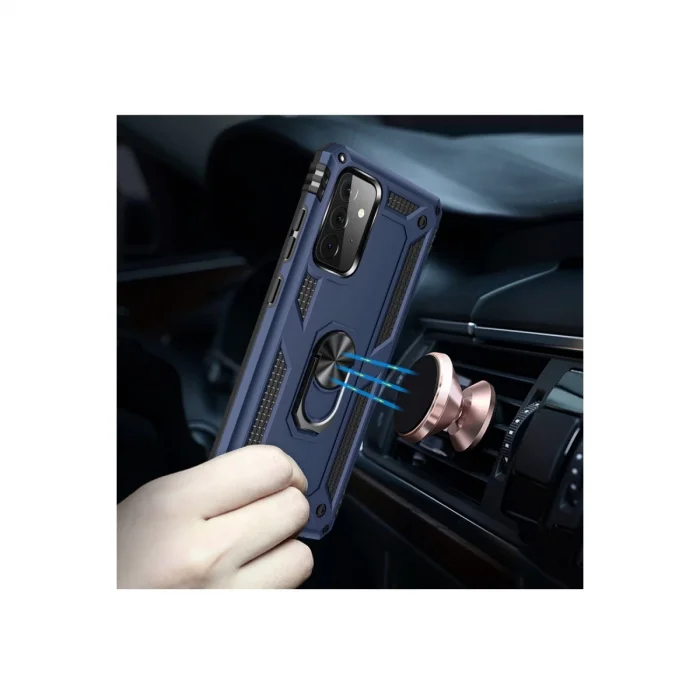 BUĞZ Samsung Galaxy A72 Kılıf Sofya Yüzüklü Silikon Kapak - Lacivert