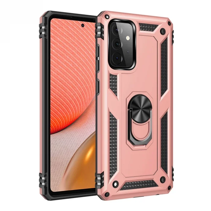 BUĞZ Samsung Galaxy A72 Kılıf Sofya Yüzüklü Silikon Kapak - Rose