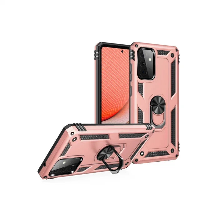 BUĞZ Samsung Galaxy A72 Kılıf Sofya Yüzüklü Silikon Kapak - Rose