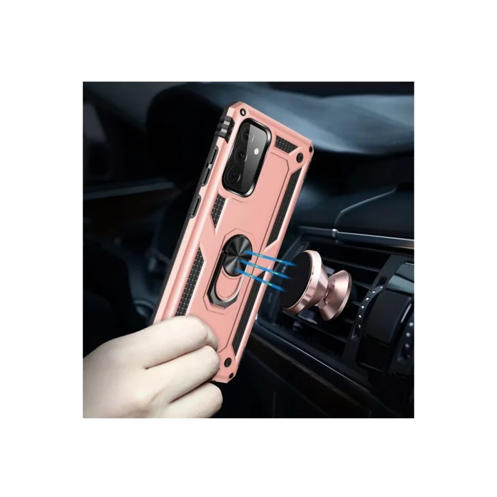 BUĞZ Samsung Galaxy A72 Kılıf Sofya Yüzüklü Silikon Kapak - Rose