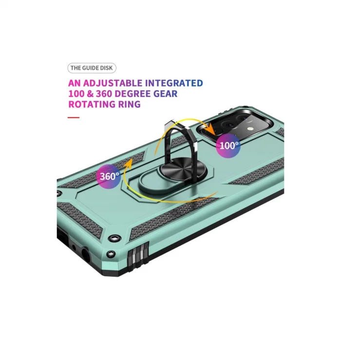 BUĞZ Samsung Galaxy A72 Kılıf Sofya Yüzüklü Silikon Kapak - Yeşil