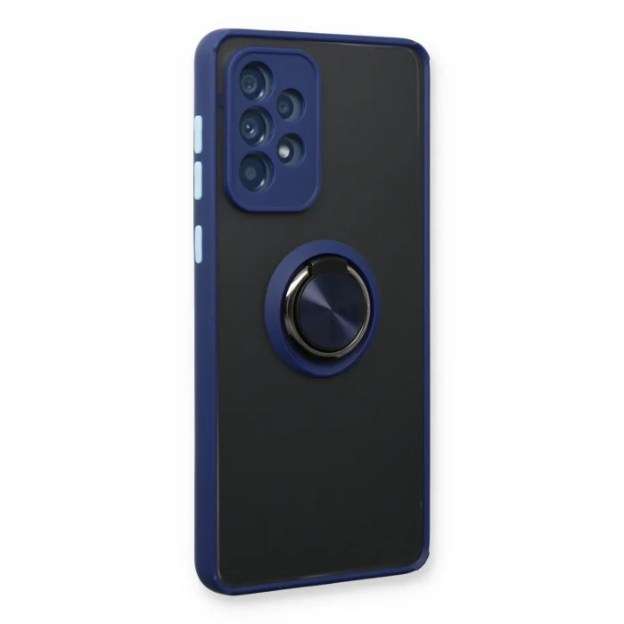 BUĞZ Samsung Galaxy A73 5g Kılıf Montreal Yüzüklü Silikon Kapak - Lacivert