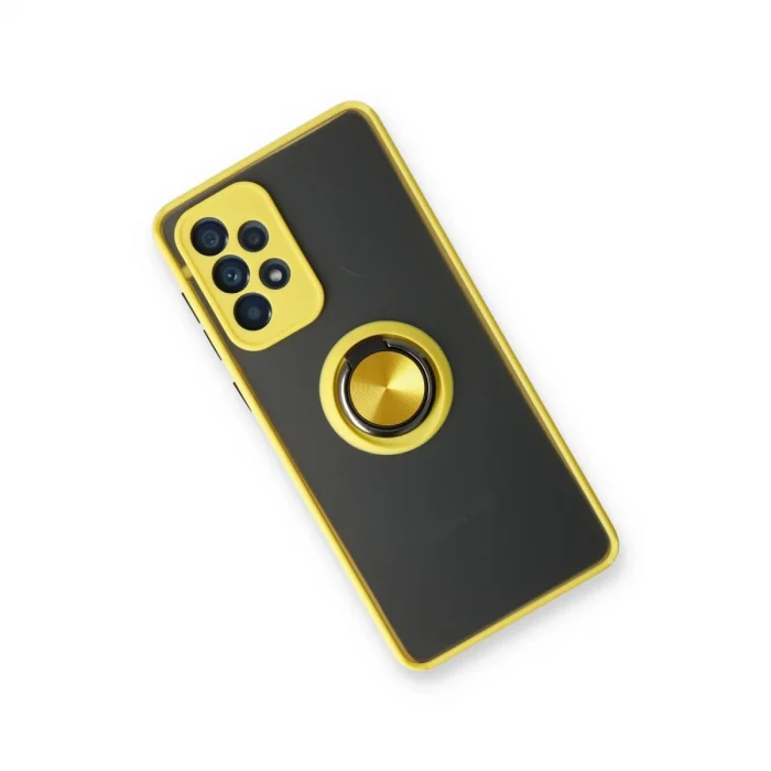 BUĞZ Samsung Galaxy A73 5g Kılıf Montreal Yüzüklü Silikon Kapak - Sarı