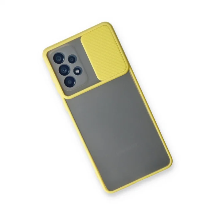 BUĞZ Samsung Galaxy A73 5g Kılıf Palm Buzlu Kamera Sürgülü Silikon - Sarı