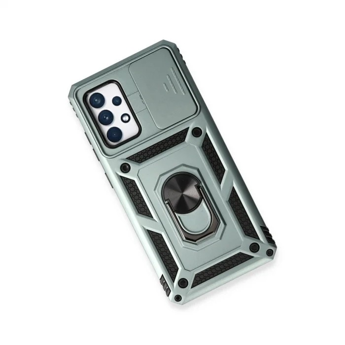 BUĞZ Samsung Galaxy A73 5g Kılıf Pars Lens Yüzüklü Silikon - Yeşil