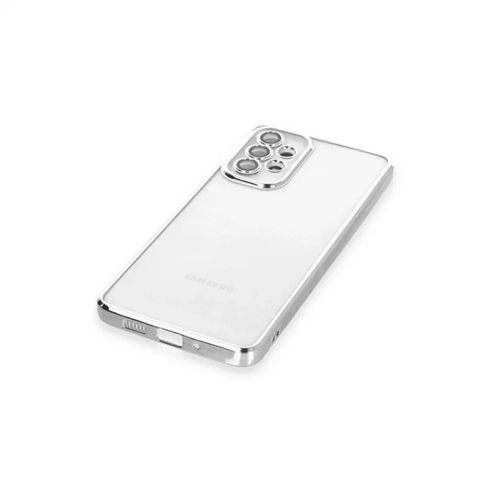 BUĞZ Samsung Galaxy A73 5g Kılıf Razer Lensli Silikon - Gümüş