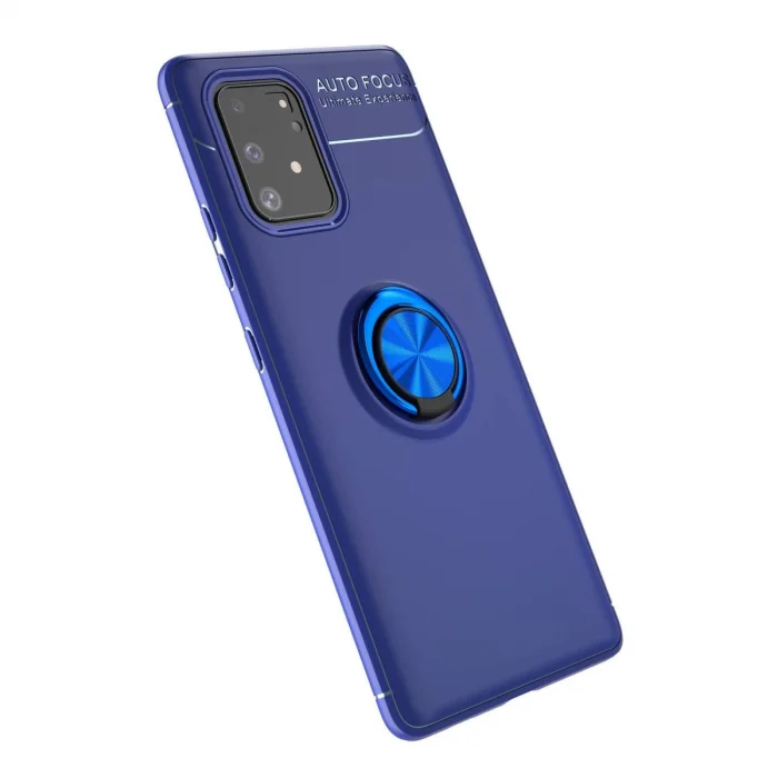 BUĞZ Samsung Galaxy A91 / S10 Lite Kılıf Range Yüzüklü Silikon - Mavi