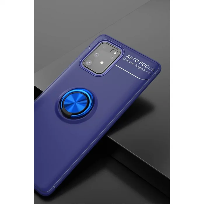 BUĞZ Samsung Galaxy A91 / S10 Lite Kılıf Range Yüzüklü Silikon - Mavi