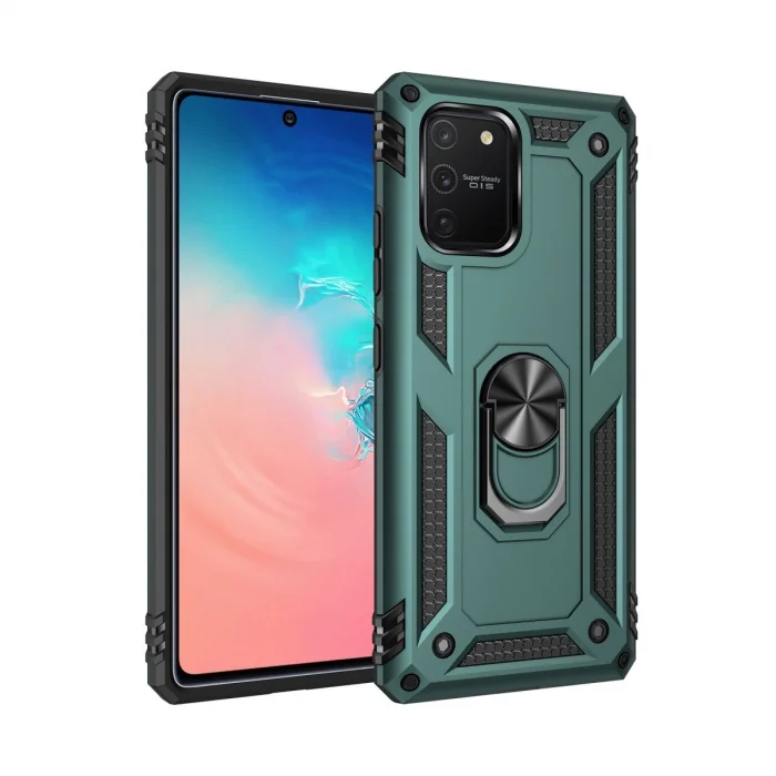 BUĞZ Samsung Galaxy A91 / S10 Lite Kılıf Sofya Yüzüklü Silikon Kapak - Yeşil