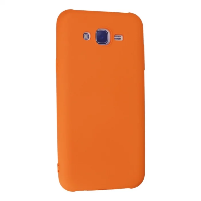 BUĞZ Samsung Galaxy J7 Kılıf Nano İçi Kadife Silikon - Turuncu