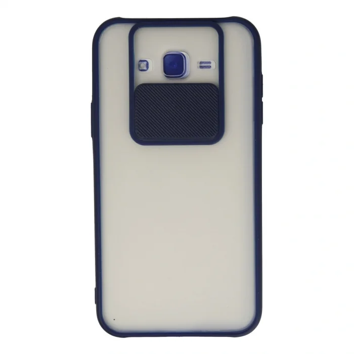 BUĞZ Samsung Galaxy J7 Kılıf Palm Buzlu Kamera Sürgülü Silikon - Lacivert