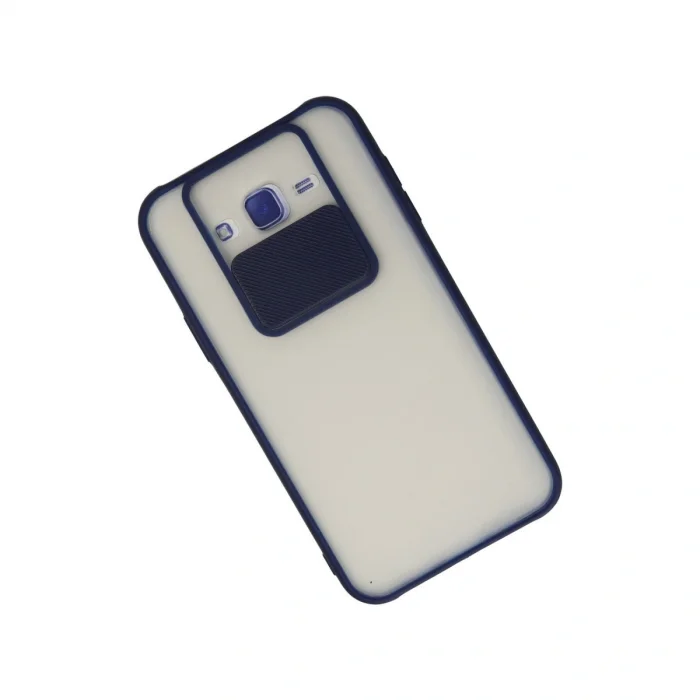 BUĞZ Samsung Galaxy J7 Kılıf Palm Buzlu Kamera Sürgülü Silikon - Lacivert