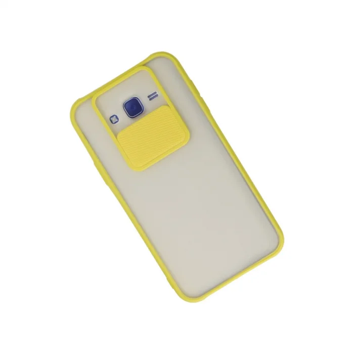 BUĞZ Samsung Galaxy J7 Kılıf Palm Buzlu Kamera Sürgülü Silikon - Sarı