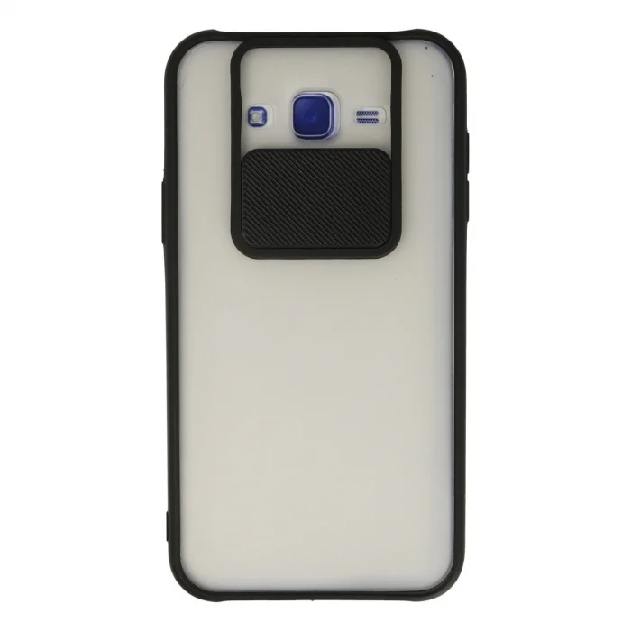 BUĞZ Samsung Galaxy J7 Kılıf Palm Buzlu Kamera Sürgülü Silikon - Siyah
