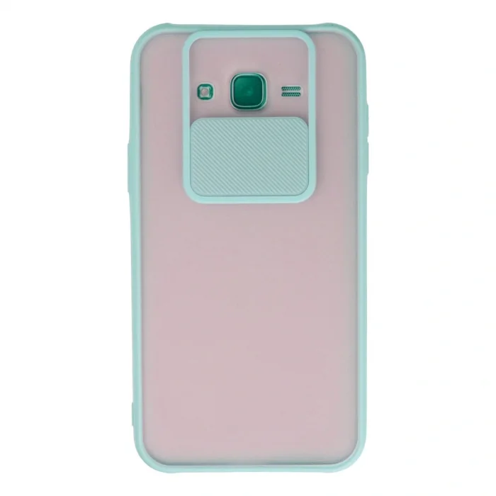 BUĞZ Samsung Galaxy J7 Kılıf Palm Buzlu Kamera Sürgülü Silikon - Turkuaz