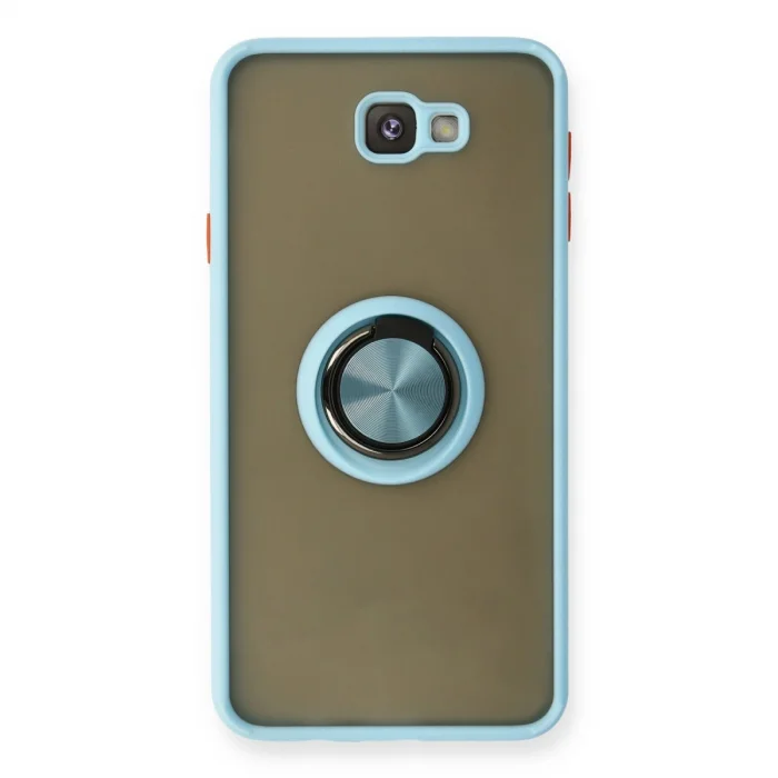 BUĞZ Samsung Galaxy J7 Prime Kılıf Montreal Yüzüklü Silikon Kapak - Buz Mavi