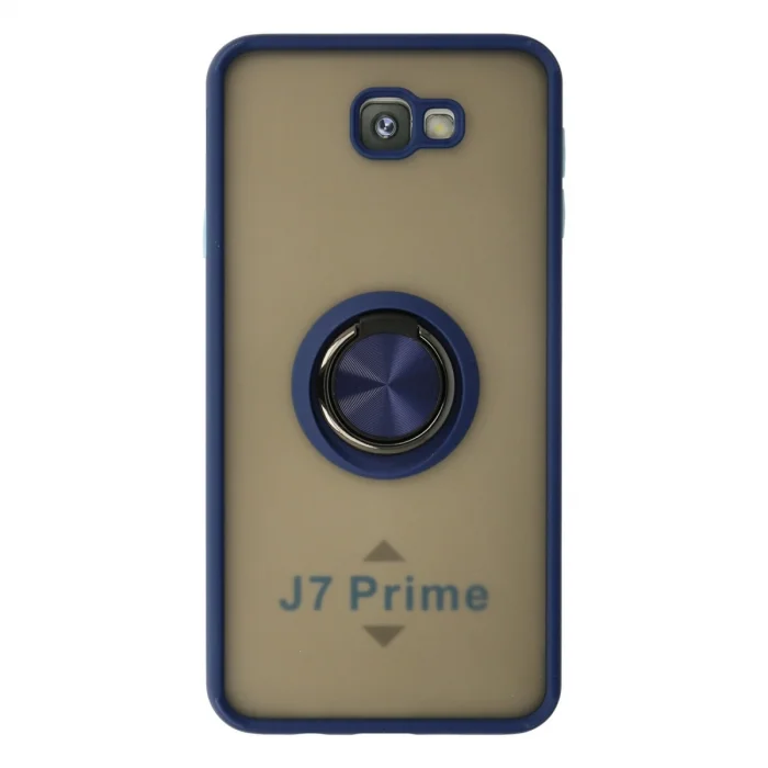 BUĞZ Samsung Galaxy J7 Prime Kılıf Montreal Yüzüklü Silikon Kapak - Lacivert