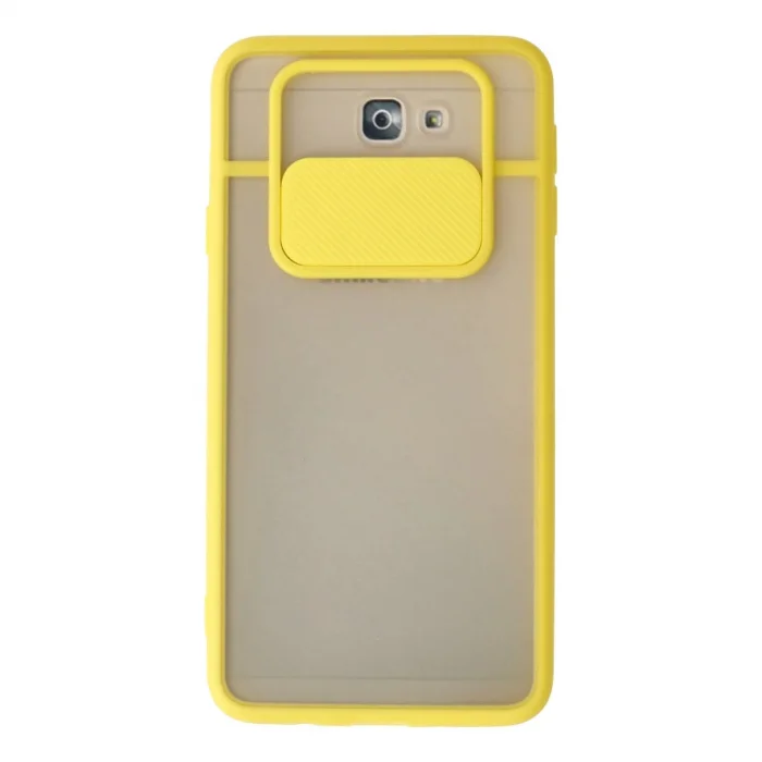 BUĞZ Samsung Galaxy J7 Prime Kılıf Palm Buzlu Kamera Sürgülü Silikon - Sarı