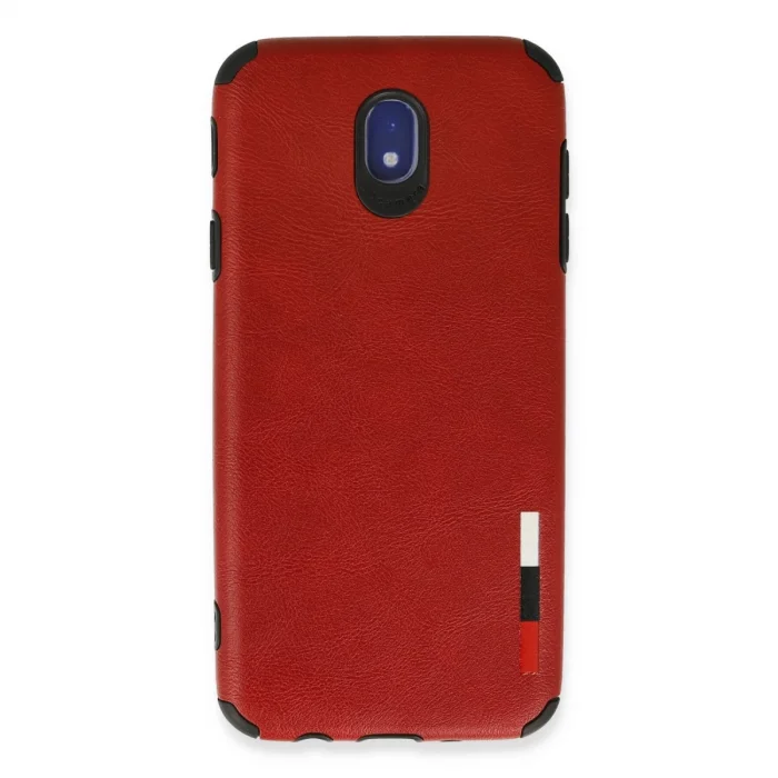 BUĞZ Samsung Galaxy J7 Pro / J730 Kılıf Loop Deri Silikon - Kırmızı
