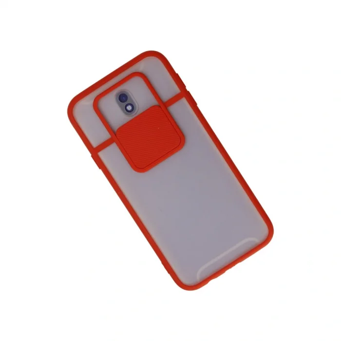 BUĞZ Samsung Galaxy J7 Pro / J730 Kılıf Palm Buzlu Kamera Sürgülü Silikon - Kırmızı