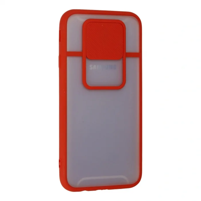 BUĞZ Samsung Galaxy J7 Pro / J730 Kılıf Palm Buzlu Kamera Sürgülü Silikon - Kırmızı