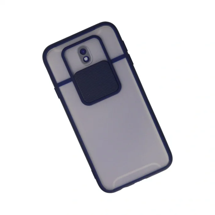 BUĞZ Samsung Galaxy J7 Pro / J730 Kılıf Palm Buzlu Kamera Sürgülü Silikon - Lacivert