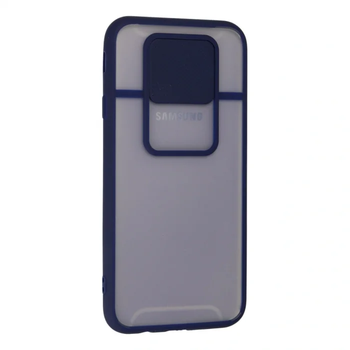 BUĞZ Samsung Galaxy J7 Pro / J730 Kılıf Palm Buzlu Kamera Sürgülü Silikon - Lacivert