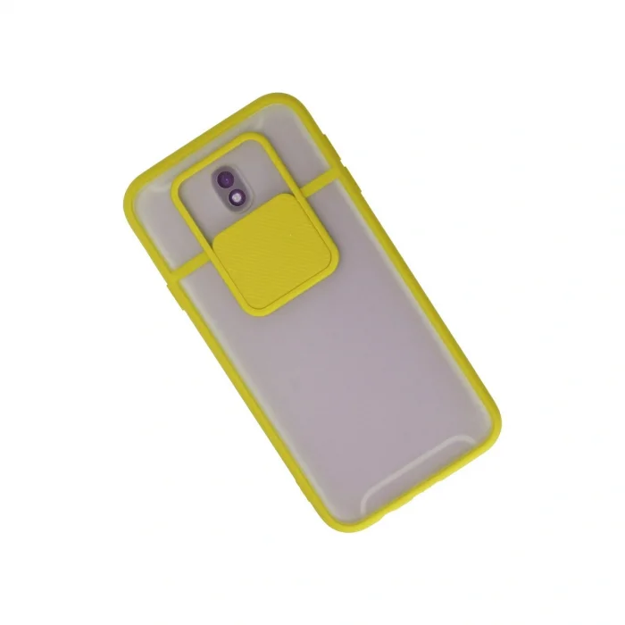 BUĞZ Samsung Galaxy J7 Pro / J730 Kılıf Palm Buzlu Kamera Sürgülü Silikon - Sarı