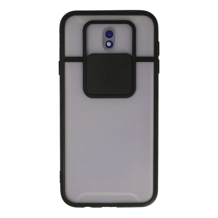 BUĞZ Samsung Galaxy J7 Pro / J730 Kılıf Palm Buzlu Kamera Sürgülü Silikon - Siyah