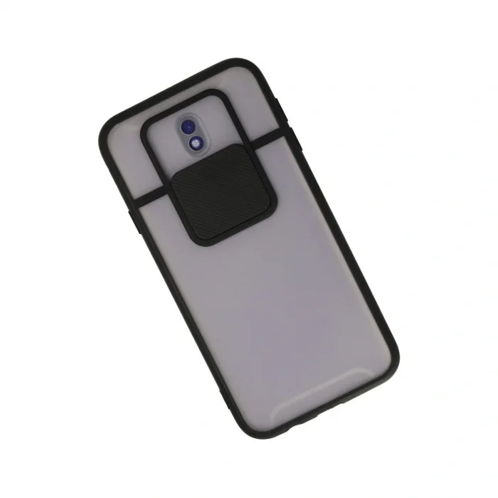 BUĞZ Samsung Galaxy J7 Pro / J730 Kılıf Palm Buzlu Kamera Sürgülü Silikon - Siyah