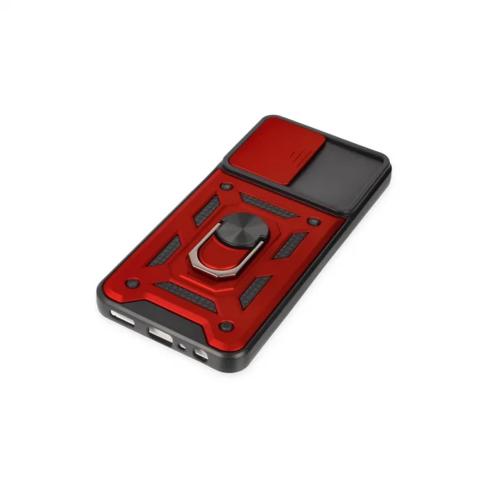 BUĞZ Samsung Galaxy M13 Kılıf Pars Lens Yüzüklü Silikon - Kırmızı