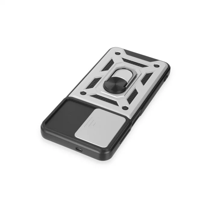 BUĞZ Samsung Galaxy M14 5g Kılıf Pars Lens Yüzüklü Silikon - Gümüş